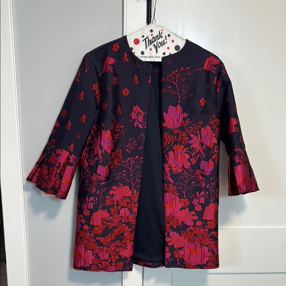 Floral Patterned Jacket with Bell Sleeves